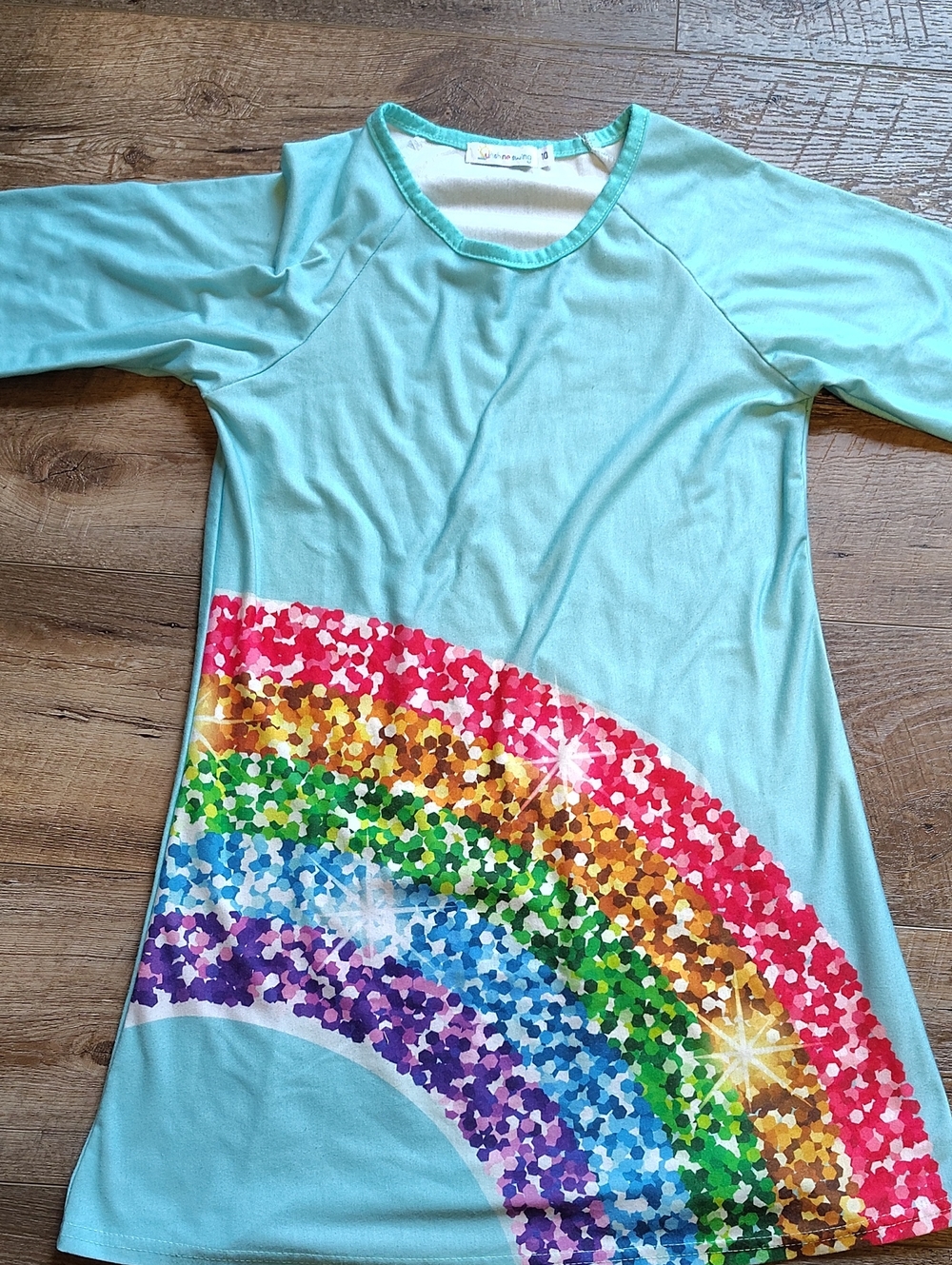 Sunshine Swing Girls's Rainbow Long Sleeve Dress 10